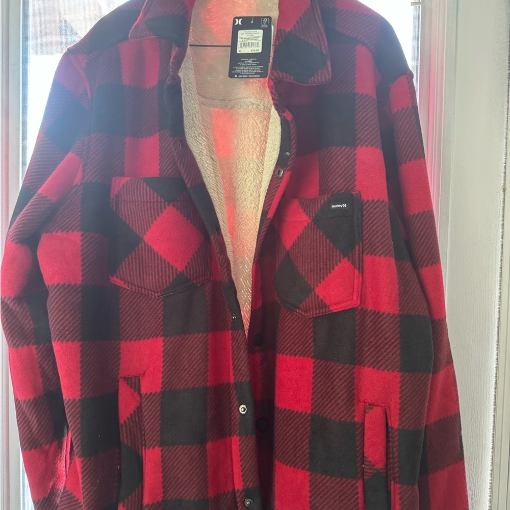 Men's Red and Black Checkered Jacket